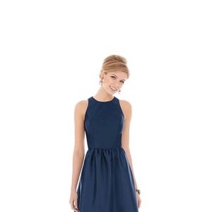 ALFRED SUNG Elegant Navy Blue Sleeveless Dress keyhole back